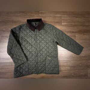 Barbour Jacket Men’s XXL Green Heritage Liddesdale Quilted Snap Coat Insulated